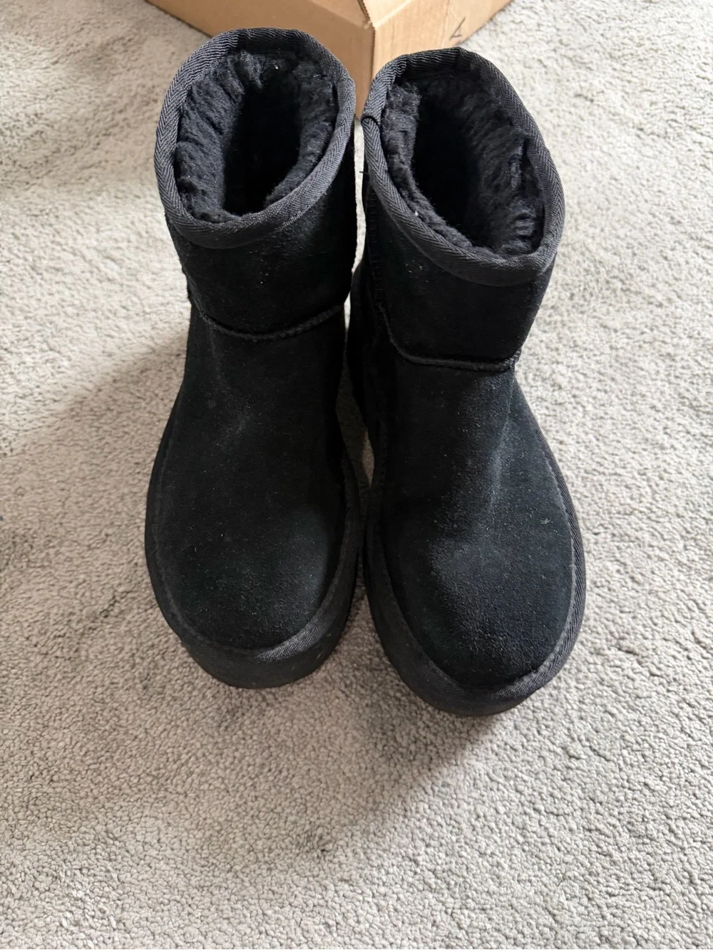 UGG Black Platform Short Suede Boots
